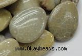 CFA16 15.5 inches 22*30mm flat teardrop chrysanthemum agate beads