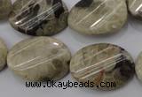 CFA215 15.5 inches 18*25mm twisted oval chrysanthemum agate beads