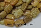 CFA51 15.5 inches 8*12mm rectangle yellow chrysanthemum agate beads