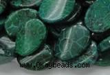 CFA72 15.5 inches 15*20mm twisted oval green chrysanthemum agate beads