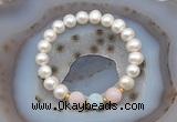 CFB1009 9mm - 10mm potato white freshwater pearl & morganite stretchy bracelet