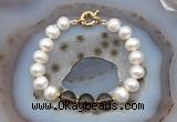 CFB1010 Hand-knotted 9mm - 10mm potato white freshwater pearl & smoky quartz bracelet