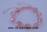 CFB520 12mm faceted round crystal beads adjustable bracelet wholesale