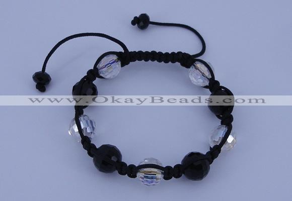 CFB528 12mm faceted round crystal beads adjustable bracelet wholesale