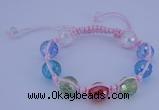 CFB530 12mm faceted round crystal beads adjustable bracelet wholesale