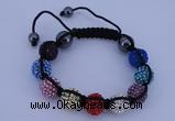 CFB567 12mm round rhinestone with hematite beads adjustable bracelet