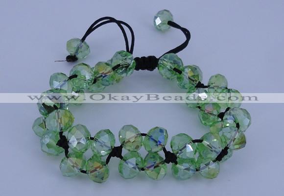 CFB581 8*10mm faceted rondelle crystal beads adjustable bracelet