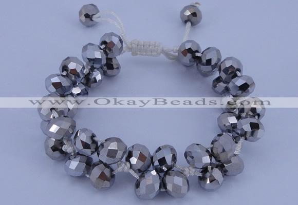 CFB585 8*10mm faceted rondelle crystal beads adjustable bracelet