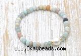 CFB706 faceted rondelle amazonite & potato white freshwater pearl stretchy bracelet