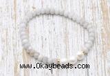 CFB722 faceted rondelle white crazy lace agate & potato white freshwater pearl stretchy bracelet