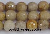 CFC230 15.5 inches 8mm faceted round fossil coral beads