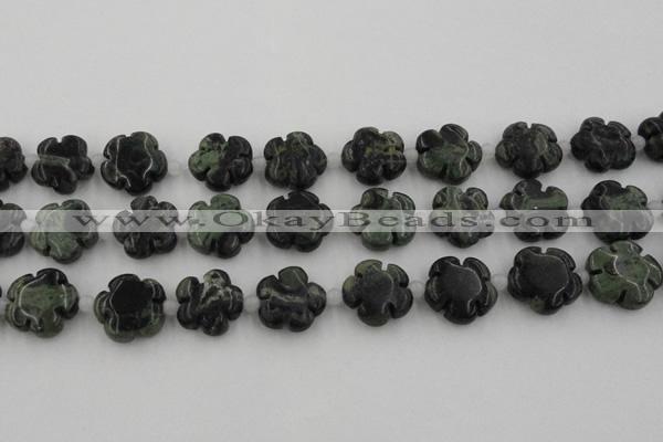 CFG1027 15.5 inches 16mm carved flower kambaba jasper beads