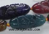 CFG1115 15.5 inches 12*35mm - 12*43mm carved rice agate beads