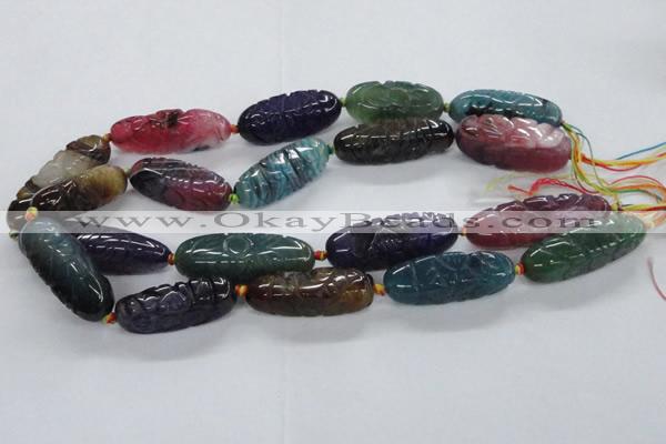 CFG1115 15.5 inches 12*35mm - 12*43mm carved rice agate beads