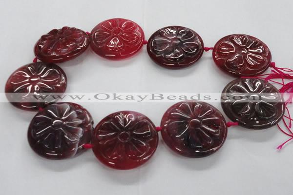 CFG1160 15.5 inches 45mm carved flower agate gemstone beads