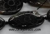 CFG1176 15.5 inches 20*40mm – 25*45mm carved freeform agate beads