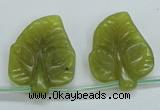 CFG12 15.5 inches 20*24mm carved leaf Korean jade beads