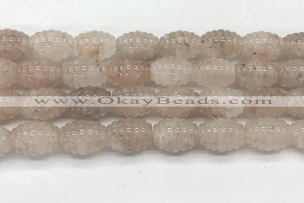 CFG1504 15.5 inches 15*20mm carved rice pink quartz beads