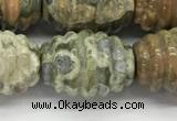 CFG1509 15.5 inches 15*20mm carved rice rhyolite gemstone beads