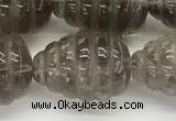 CFG1515 15.5 inches 15*20mm carved teardrop smoky quartz beads