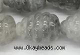 CFG1516 15.5 inches 15*20mm carved teardrop cloudy quartz beads