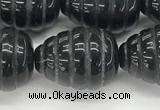 CFG1521 15.5 inches 15*20mm carved teardrop black agate beads