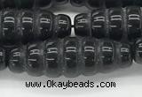 CFG1545 15.5 inches 10*30mm carved rice black agate beads