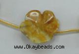 CFG17 15.5 inches 24mm carved flower yellow crazy lace agate beads