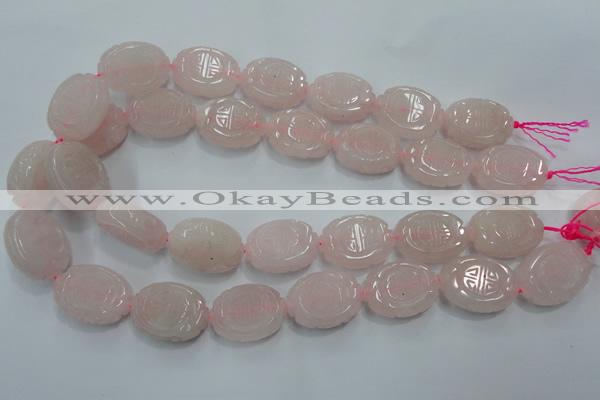 CFG206 15.5 inches 18*25mm carved oval rose quartz gemstone beads