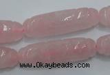 CFG208 15.5 inches 12*40mm carved rice rose quartz gemstone beads