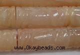 CFG212 15.5 inches 14*31mm carved column pink aventurine jade beads