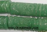 CFG213 15.5 inches 14*31mm carved column green aventurine jade beads