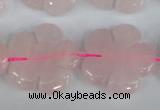 CFG219 15.5 inches 24mm carved flower rose quartz beads