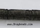 CFG223 15.5 inches 14*31mm carved column smoky quartz beads