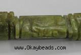 CFG224 15.5 inches 20*38mm carved flat column Korean jade beads