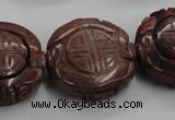 CFG226 15.5 inches 31mm carved coin red picture jasper beads