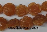 CFG232 15.5 inches 16mm carved flower red aventurine beads