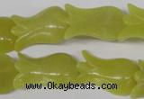 CFG240 15.5 inches 15*25mm carved flower olive jade gemstone beads