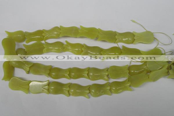 CFG240 15.5 inches 15*25mm carved flower olive jade gemstone beads