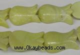 CFG241 15.5 inches 15*25mm carved flower lemon jade gemstone beads