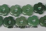 CFG255 15.5 inches 15mm carved flower green aventurine beads