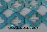 CFG256 15.5 inches 20mm carved flower turquoise beads