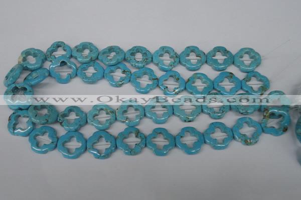 CFG256 15.5 inches 20mm carved flower turquoise beads