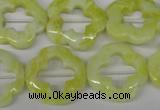 CFG257 15.5 inches 20mm carved flower lemon jade gemstone beads