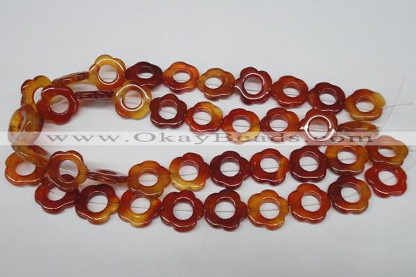 CFG259 15.5 inches 20mm carved flower red agate gemstone beads