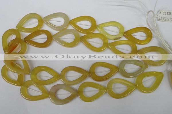 CFG266 15.5 inches 28*35mm carved teardrop yellow agate beads