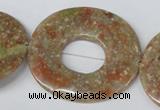 CFG282 15.5 inches 40*45mm carved oval unakite gemstone beads