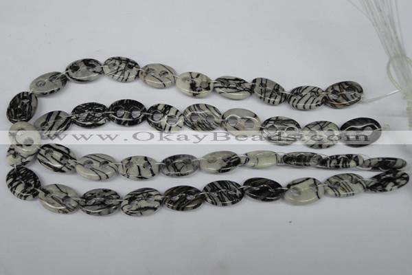 CFG293 15.5 inches 15*20mm carved oval black water jasper beads