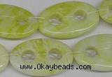 CFG308 15.5 inches 20*30mm carved oval lemon jade gemstone beads