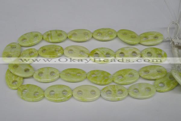 CFG308 15.5 inches 20*30mm carved oval lemon jade gemstone beads